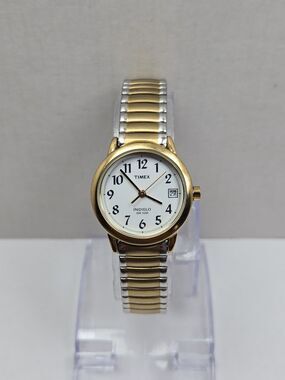 Womens Timex Easy Reader Two Tone 25mm Date Watch Indiglo Dainty New Battery